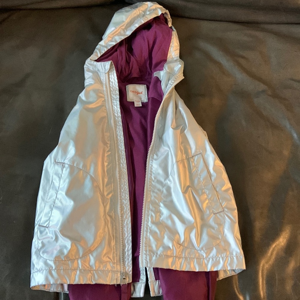 EUC silver cat and jack rain coats girls